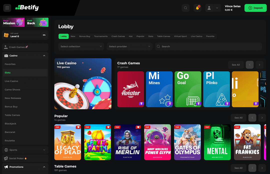 Jouez sur Betify aux meilleurs jeux casino en ligne